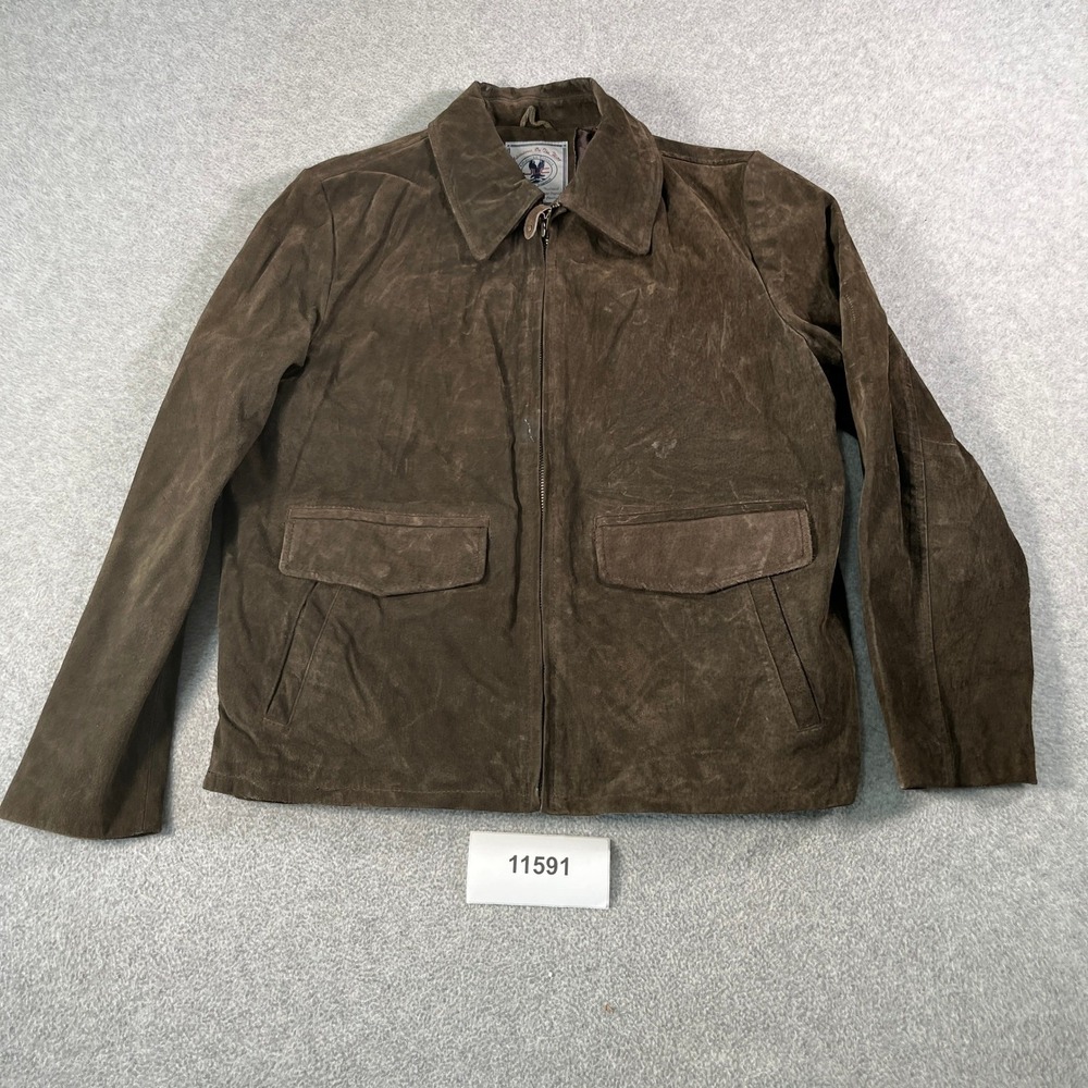 Vintage American Classics JLC Mens Brown Suede Leather Bomber Lined Medium